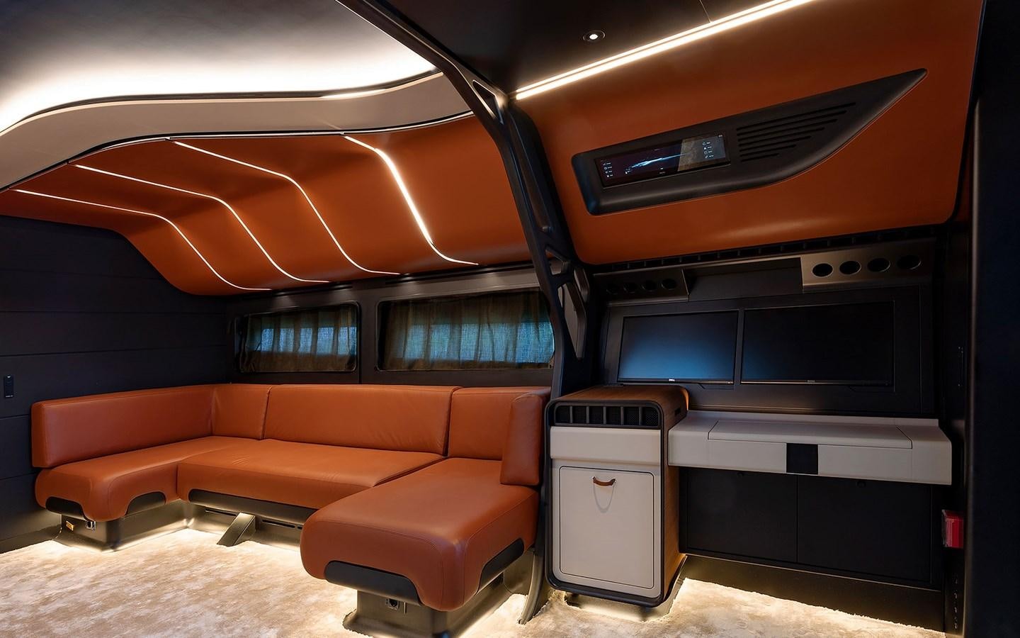 a car with a large console aboard BOLIDE 80 Yacht for Sale