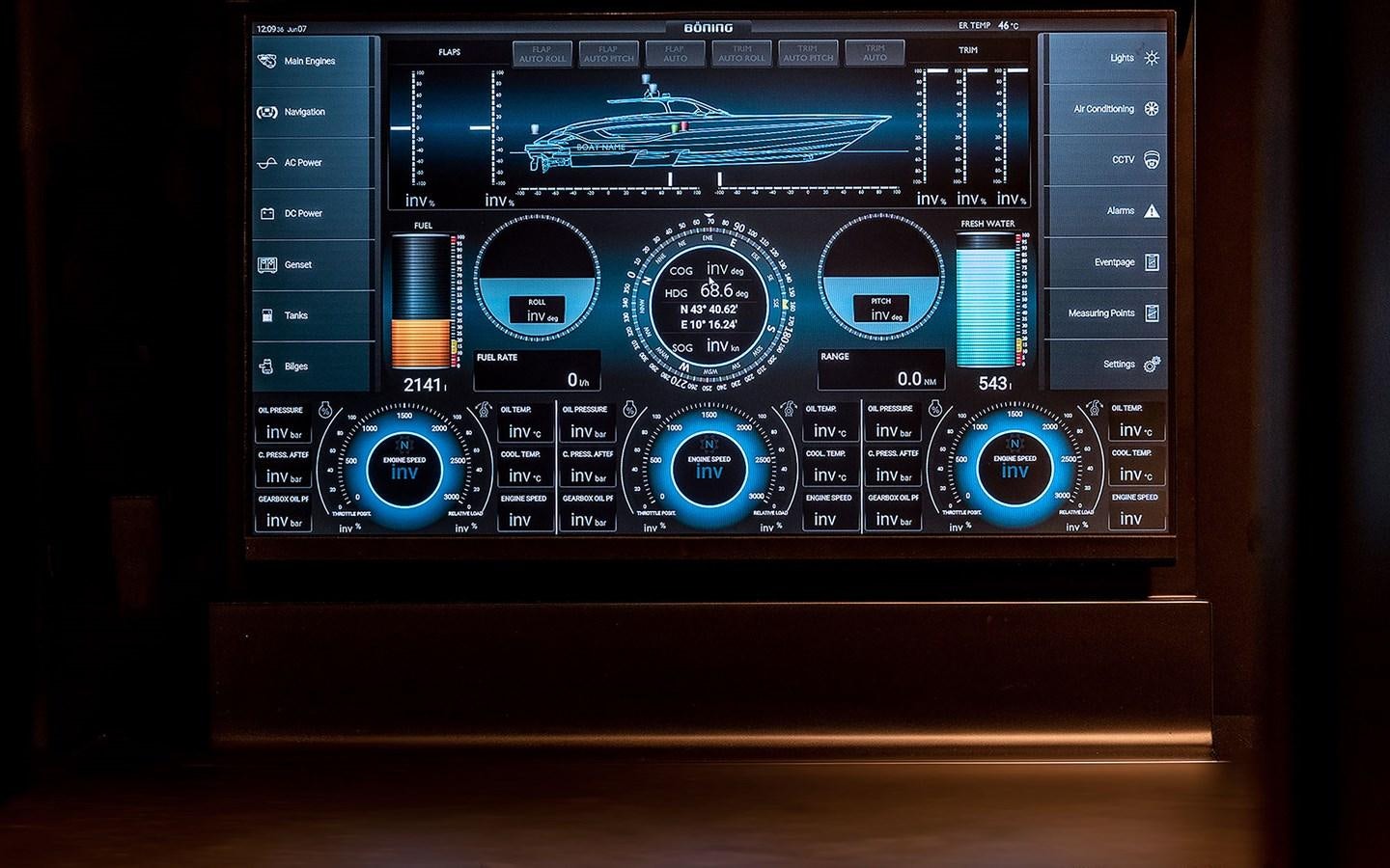 graphical user interface aboard BOLIDE 80 Yacht for Sale