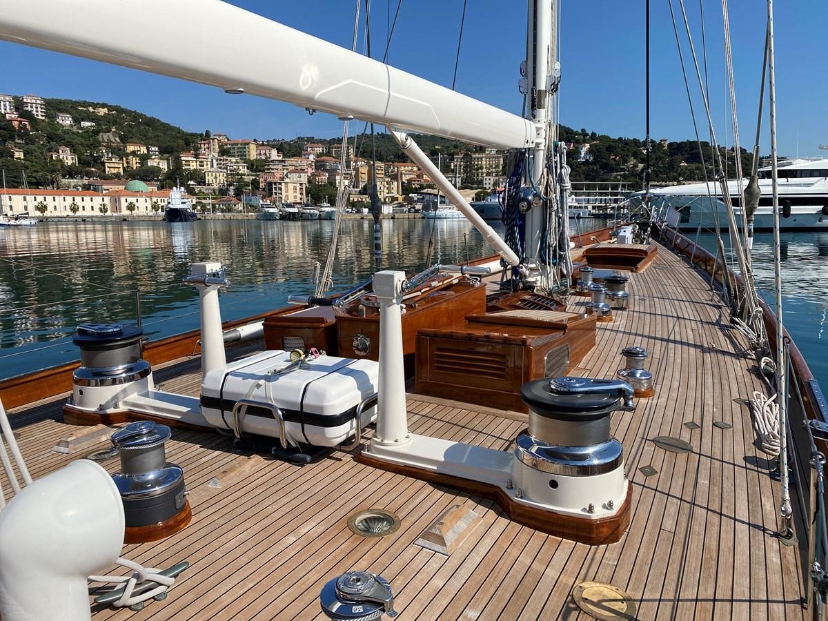 a boat on a deck aboard WINDIGO Yacht for Sale