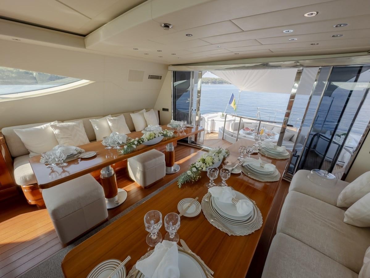a large living room with a large balcony aboard WET PANTHER Yacht for Sale