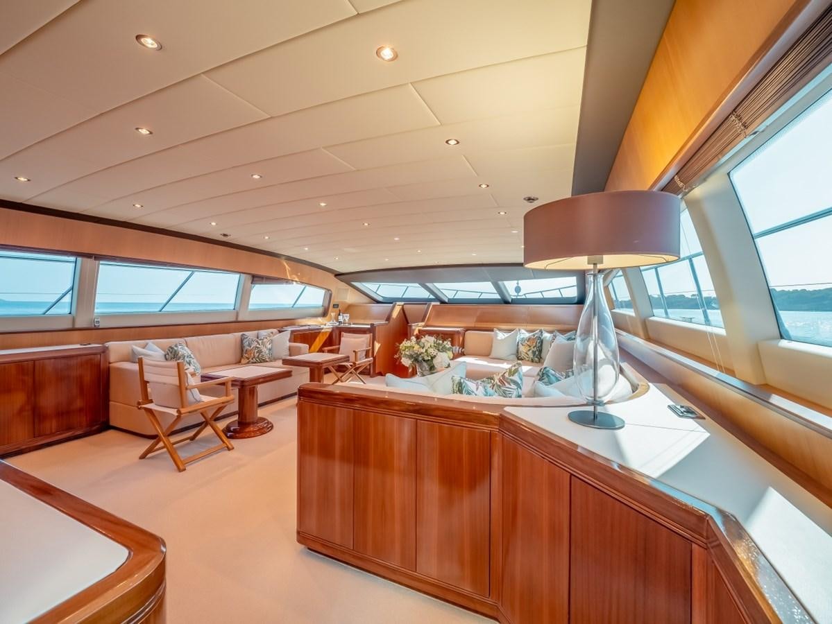 a large kitchen with a large island aboard WET PANTHER Yacht for Sale