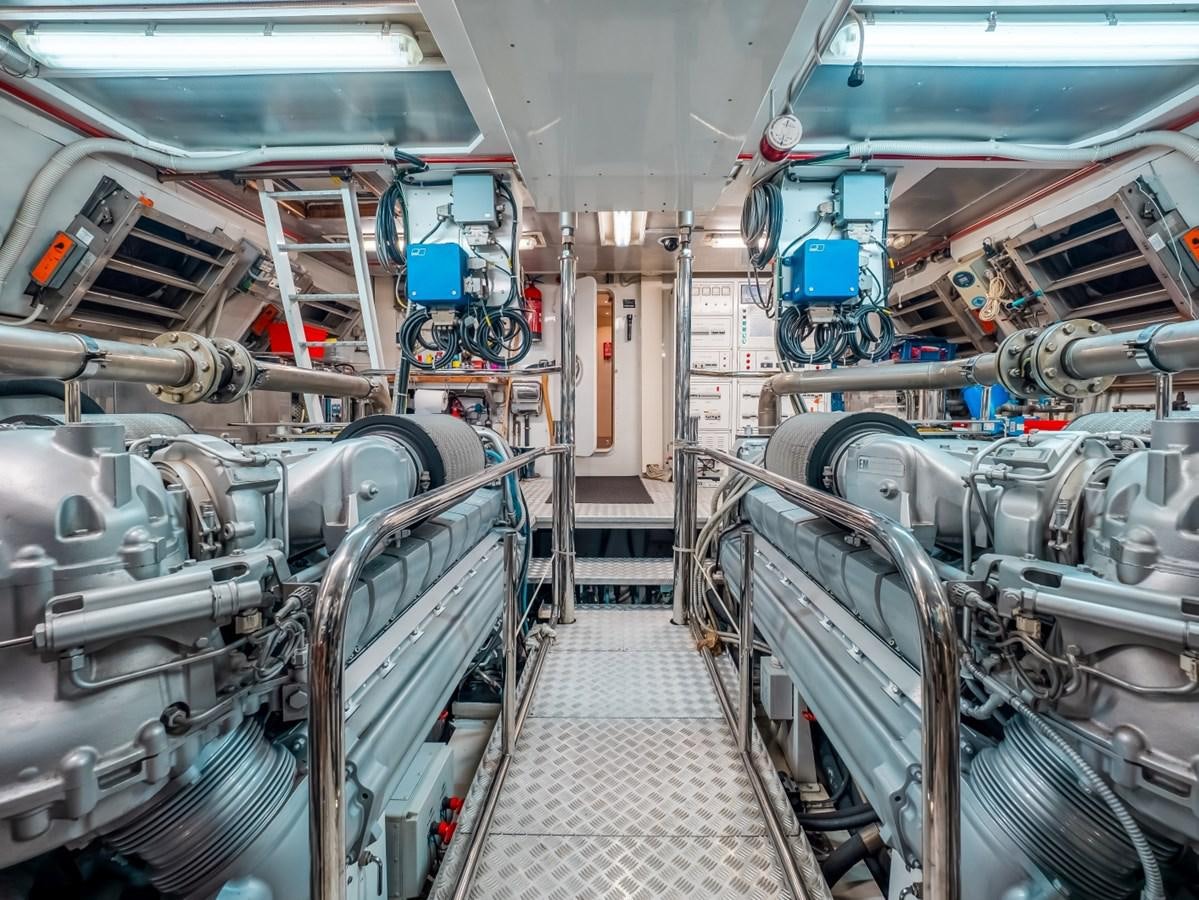 a large room with machinery aboard WET PANTHER Yacht for Sale