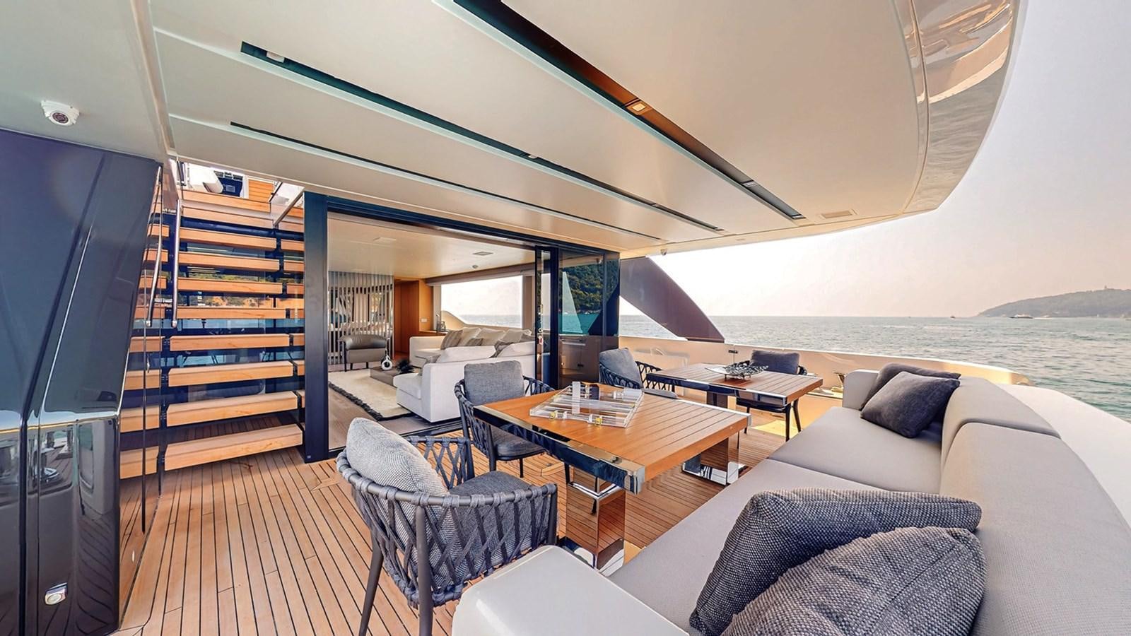 a large open space with a balcony aboard #813 - SANLORENZO SL90A Yacht for Sale
