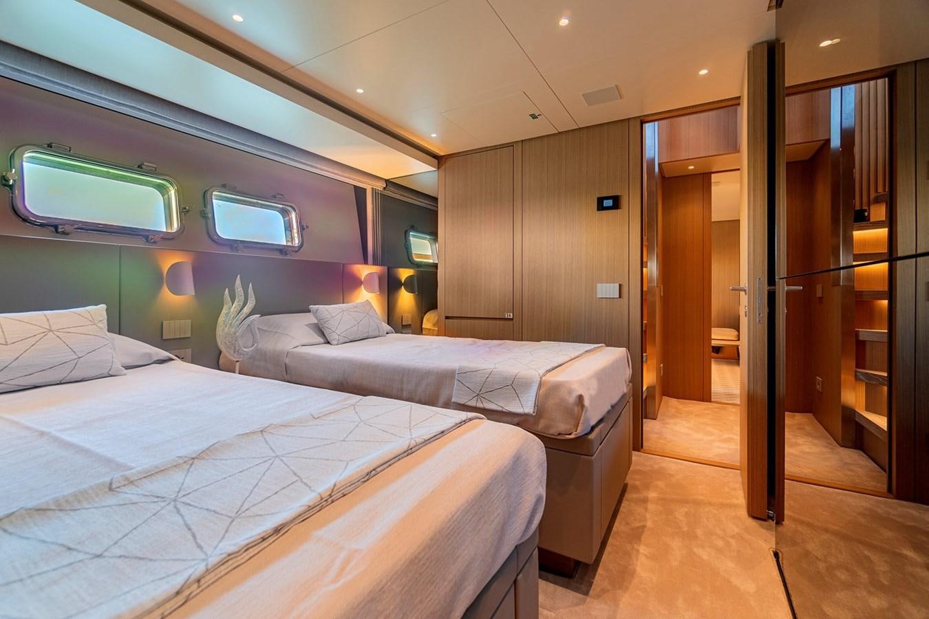 a room with two beds aboard #813 - SANLORENZO SL90A Yacht for Sale