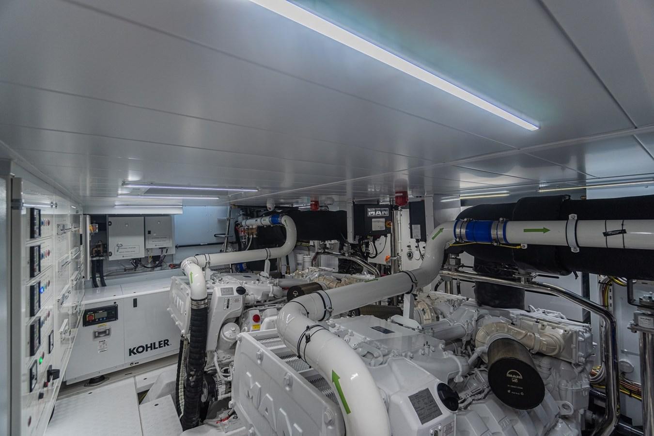 a room with several machines aboard #813 - SANLORENZO SL90A Yacht for Sale