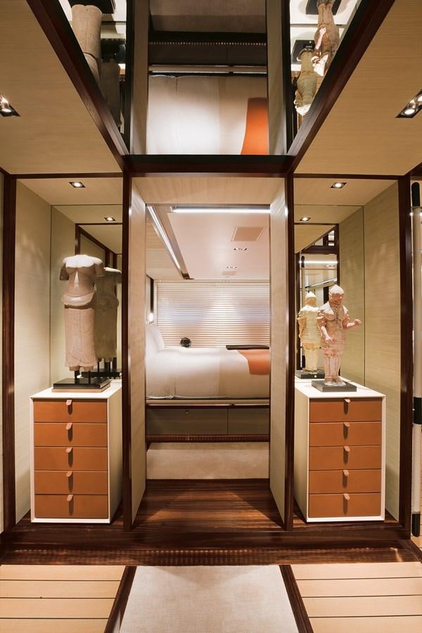 a bathroom with a glass door aboard PERINI 56M Yacht for Sale
