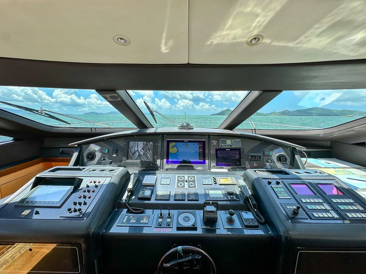 inside of a cockpit aboard BEAR MARKET Yacht for Sale