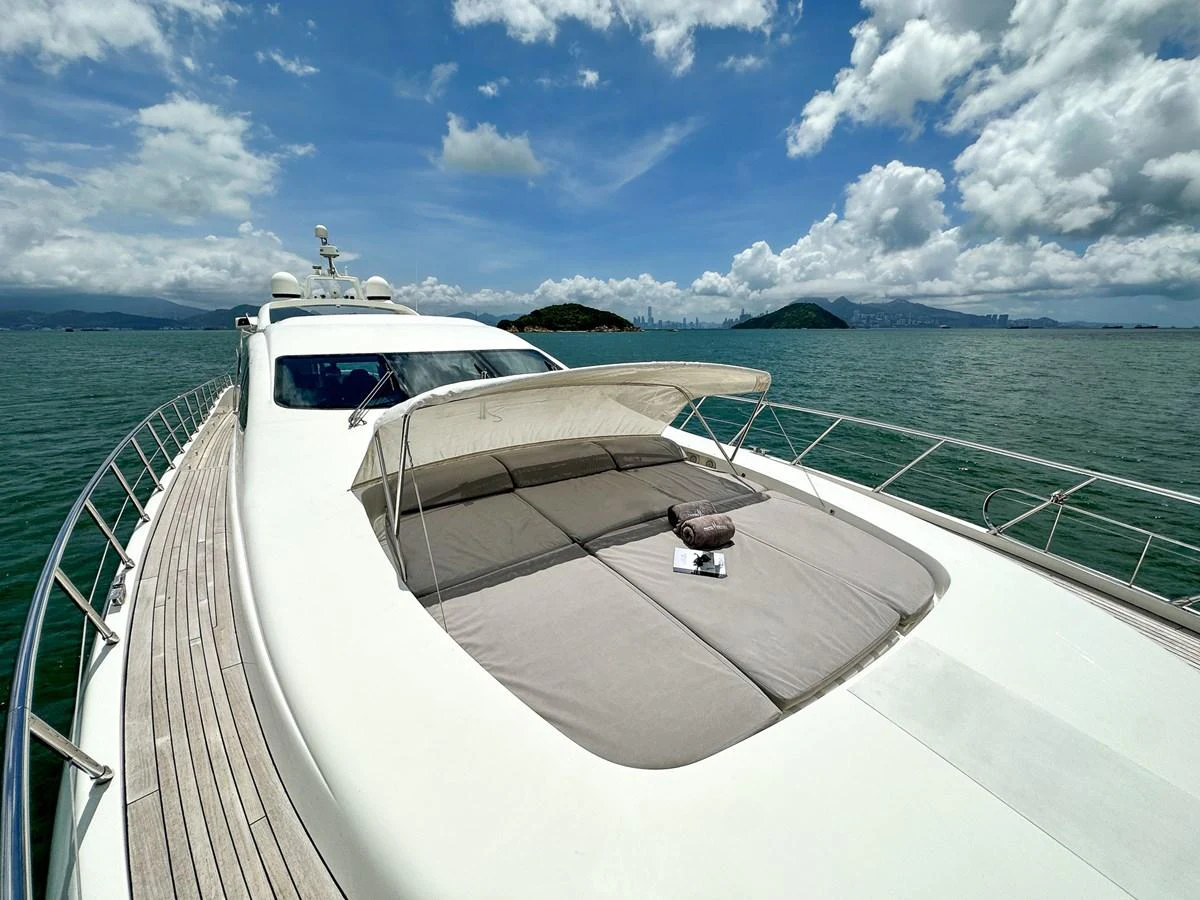 a boat on the water aboard BEAR MARKET Yacht for Sale