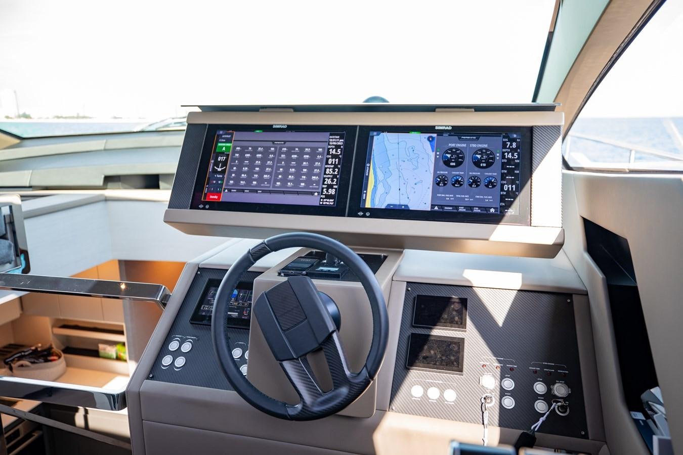 the inside of a car aboard UNREEL Yacht for Sale