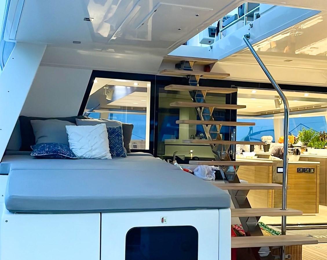 a bed in a room aboard BLUE DEER Yacht for Sale