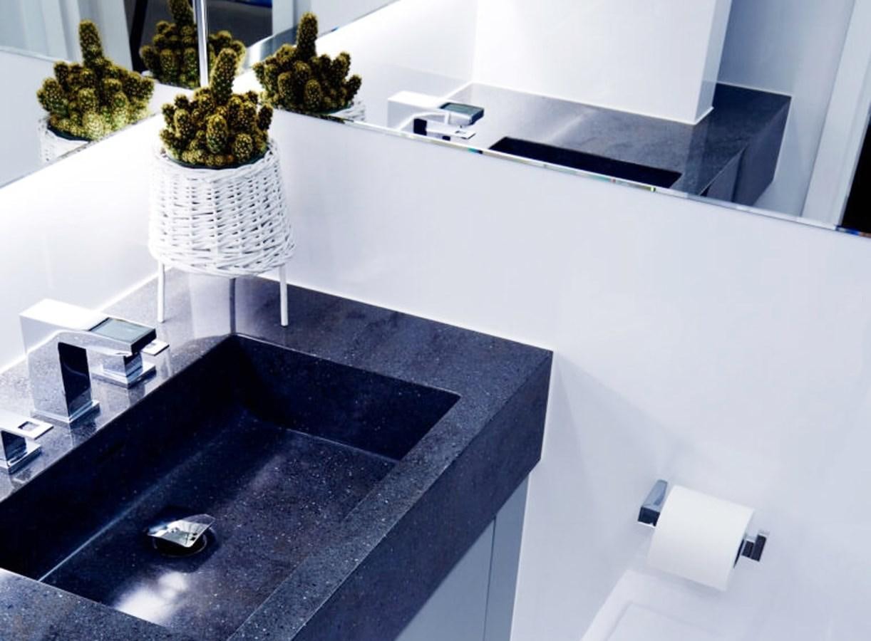 a black counter top with plants on it aboard BLUE DEER Yacht for Sale