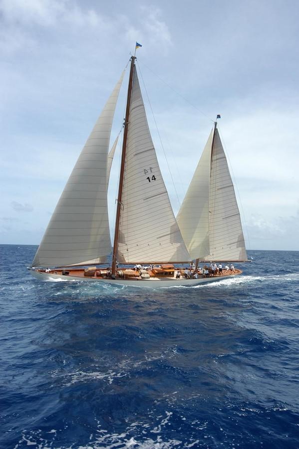 a sailboat on the water aboard SUMURUN Yacht for Sale