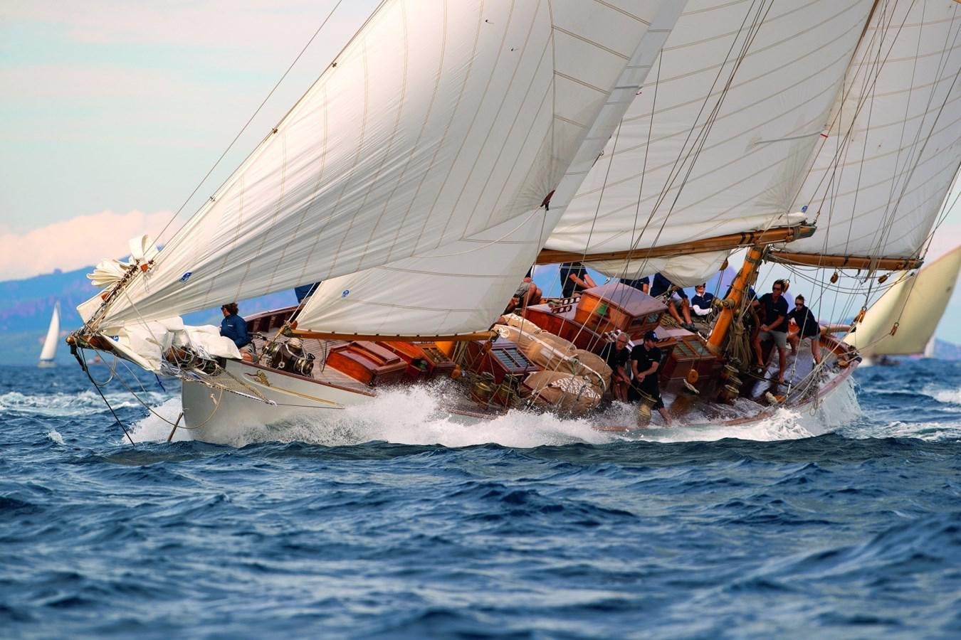 a group of people on a sailboat aboard SUMURUN Yacht for Sale