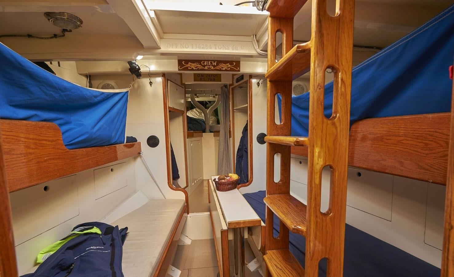 bunk beds in a room aboard SUMURUN Yacht for Sale