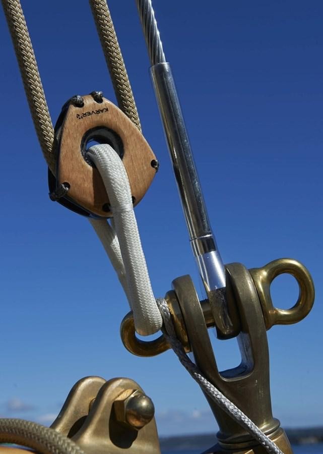 a close-up of a chain aboard SUMURUN Yacht for Sale