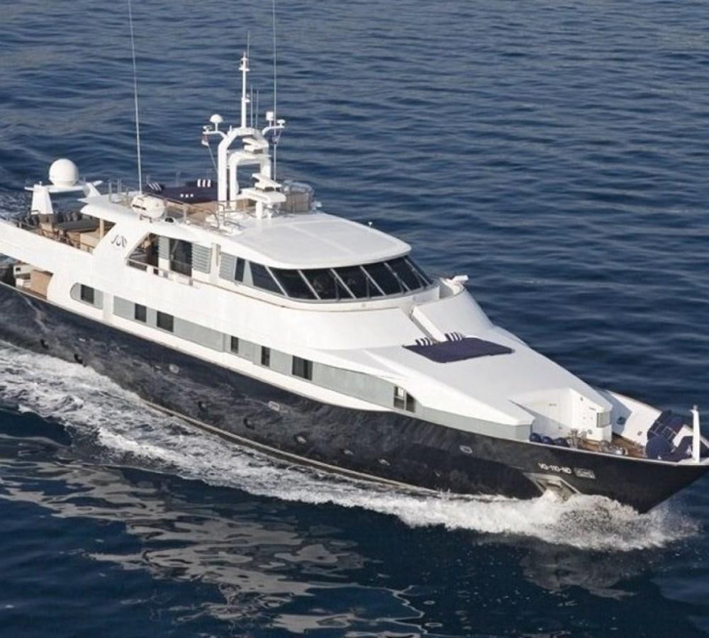 a white yacht in the water aboard LADY IN BLUE Yacht for Sale