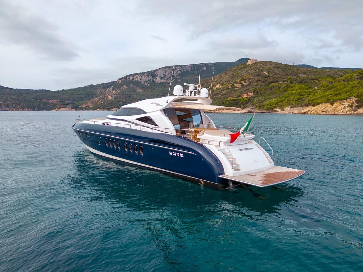a boat on the water aboard CINQUE LUNE Yacht for Sale