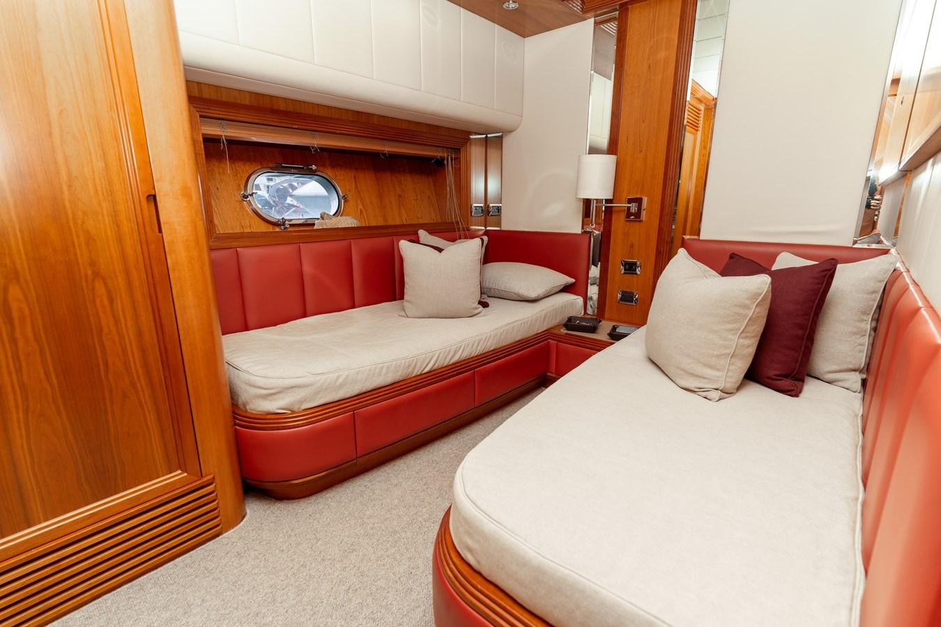 a couple of beds in a hotel room aboard CINQUE LUNE Yacht for Sale