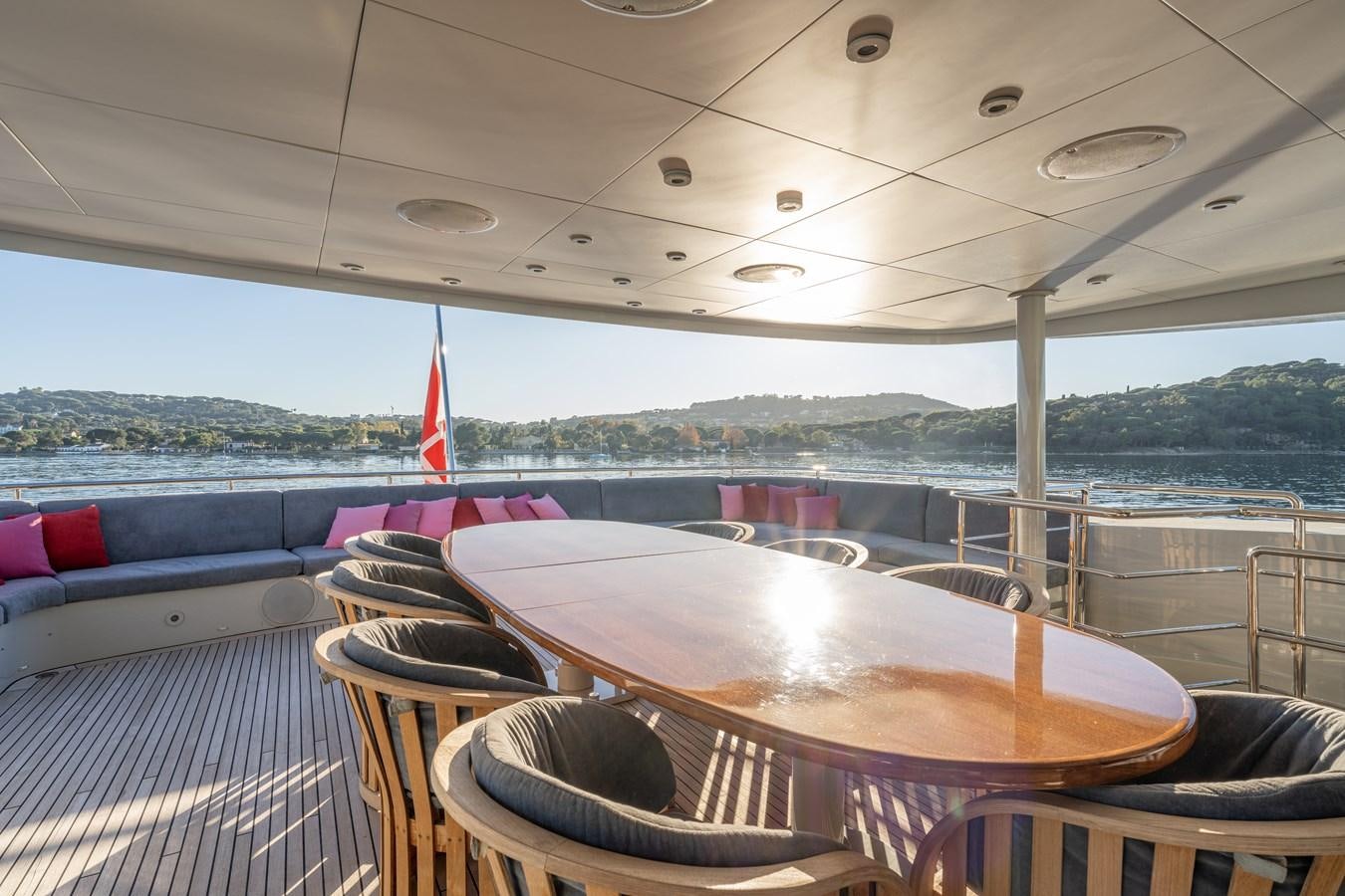 a table on a boat aboard ANNAMIA Yacht for Sale