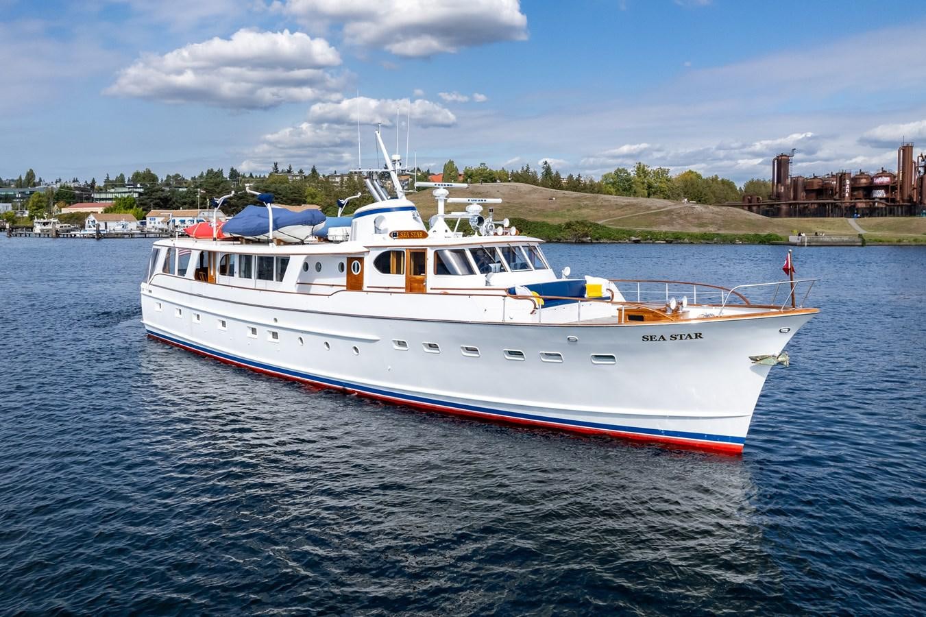 a boat on the water aboard SEA STAR Yacht for Sale