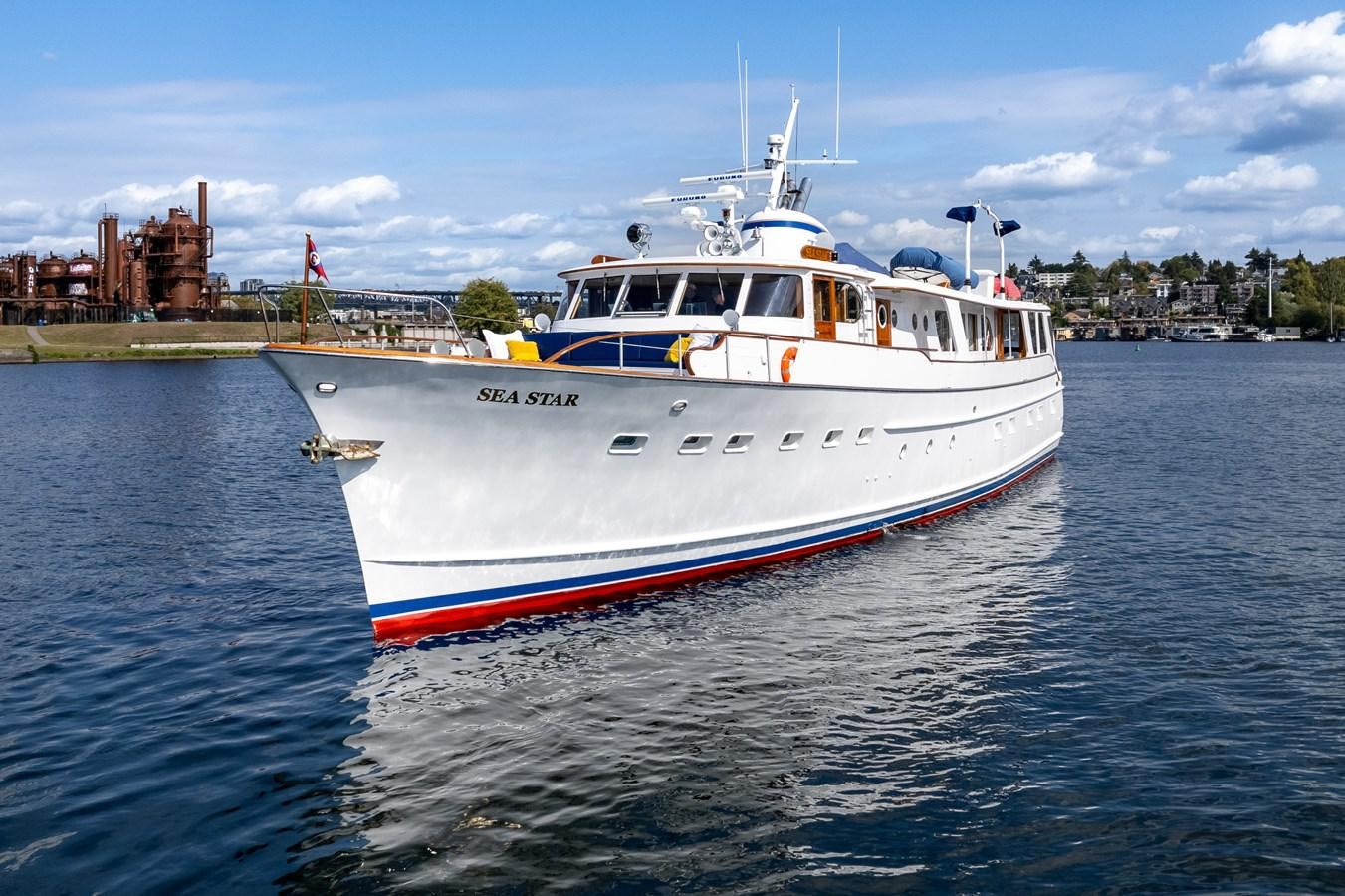 a boat on the water aboard SEA STAR Yacht for Sale