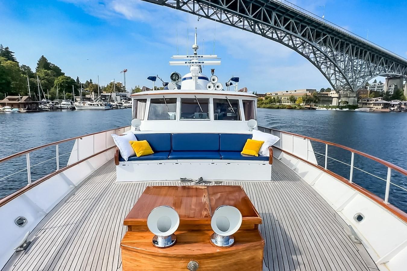 a boat on a water body aboard SEA STAR Yacht for Sale