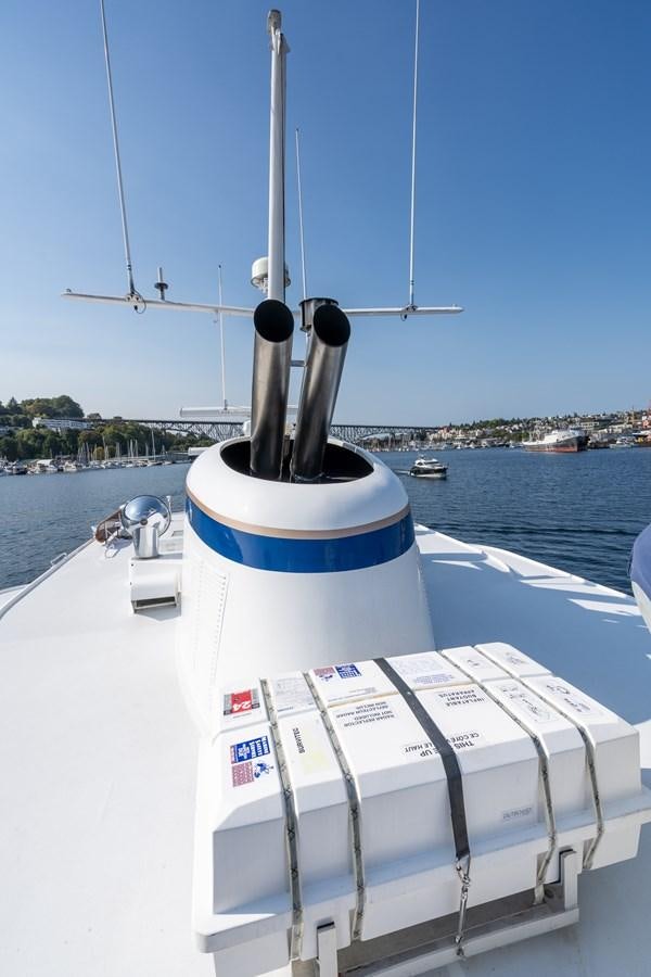 a boat with a large antenna aboard SEA STAR Yacht for Sale