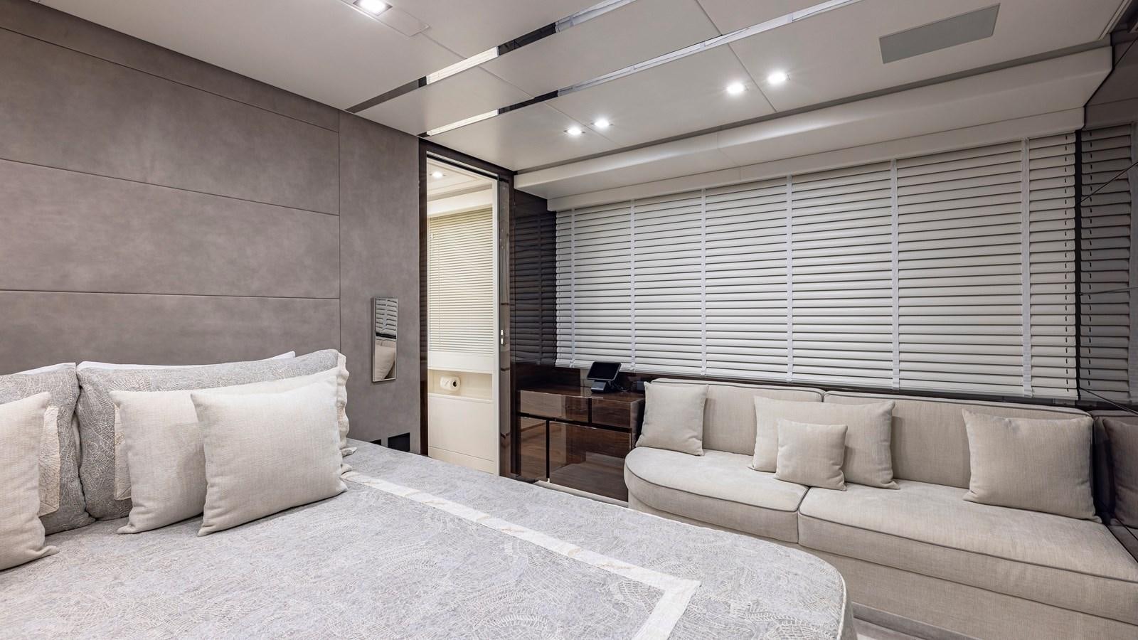 a large bed in a room aboard INCENTIVIZED Yacht for Sale