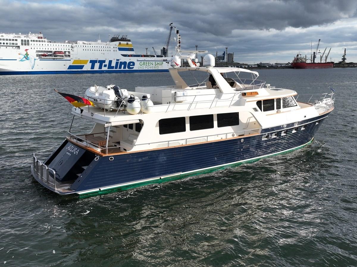 a boat in the water aboard AZURA Yacht for Sale