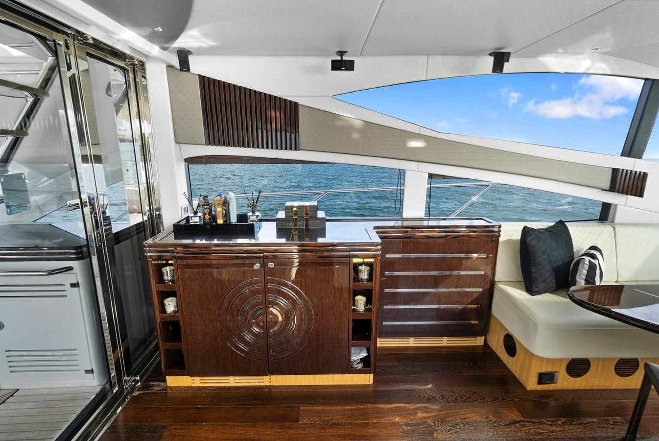 a room with a large glass window aboard EL REY Yacht for Sale