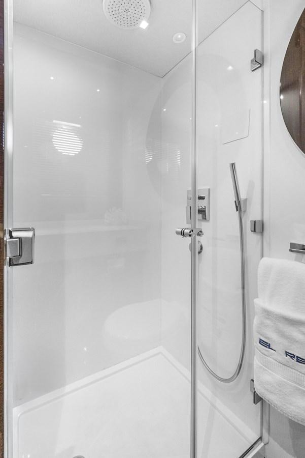 a shower unit with a glass door aboard EL REY Yacht for Sale