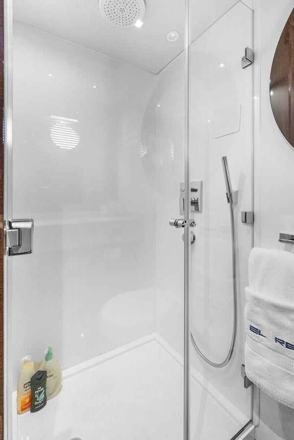 a shower with a glass door aboard EL REY Yacht for Sale
