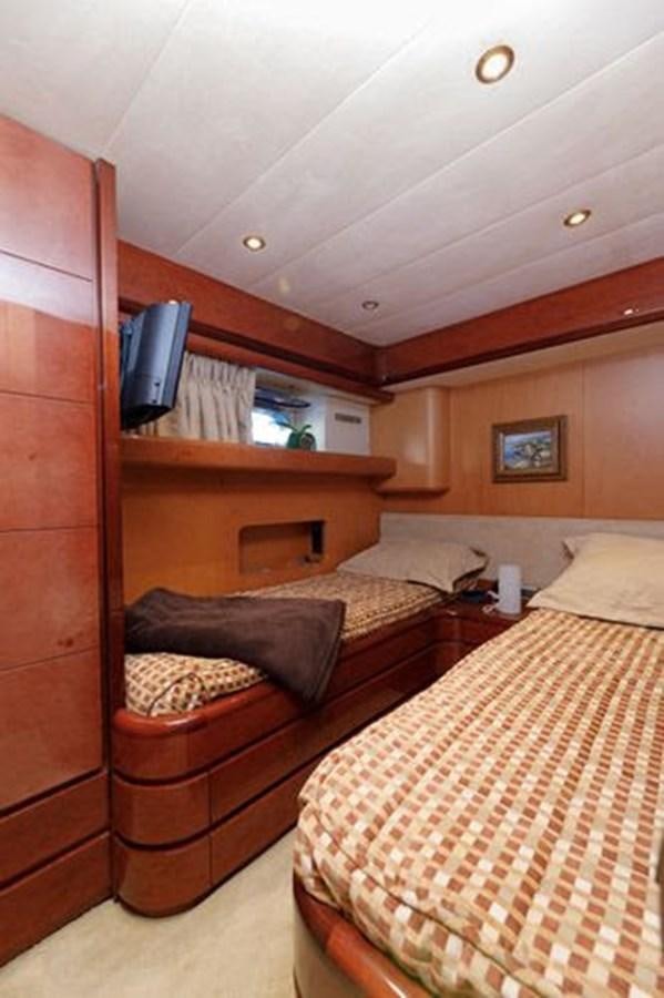 a room with two beds aboard 1997 MAIORA FIPA 70' FLYBRIDGE Yacht for Sale