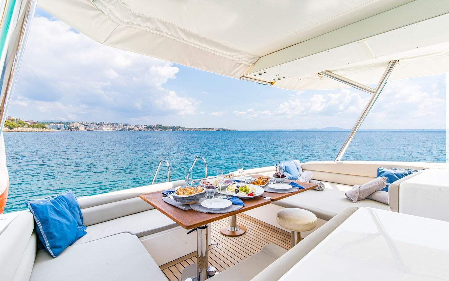 a table on a boat aboard PARODIA Yacht for Sale