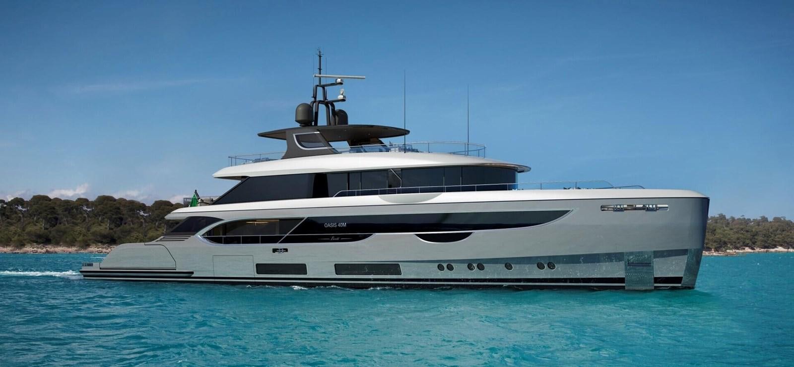 a white yacht in the water aboard COSMICO Yacht for Sale