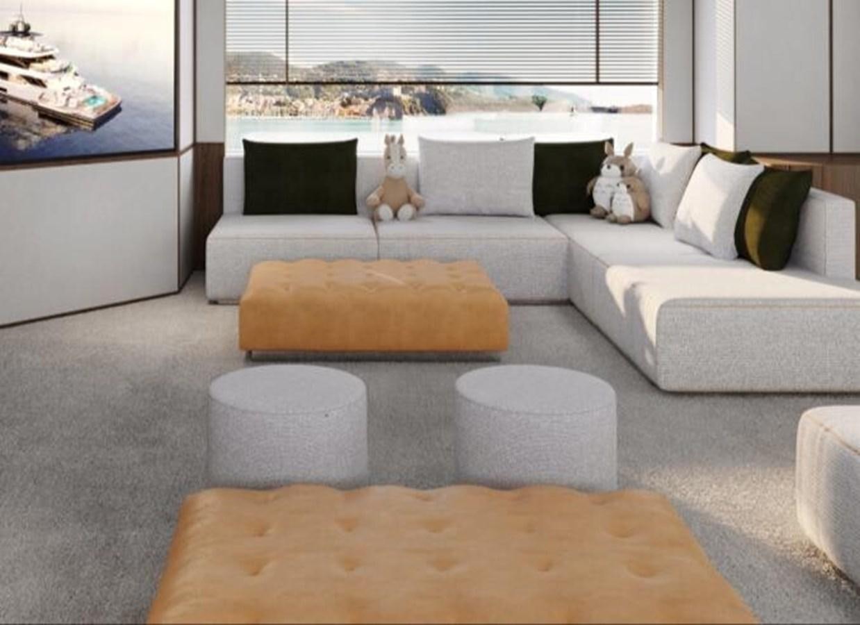 a white couch with a white sofa aboard COSMICO Yacht for Sale