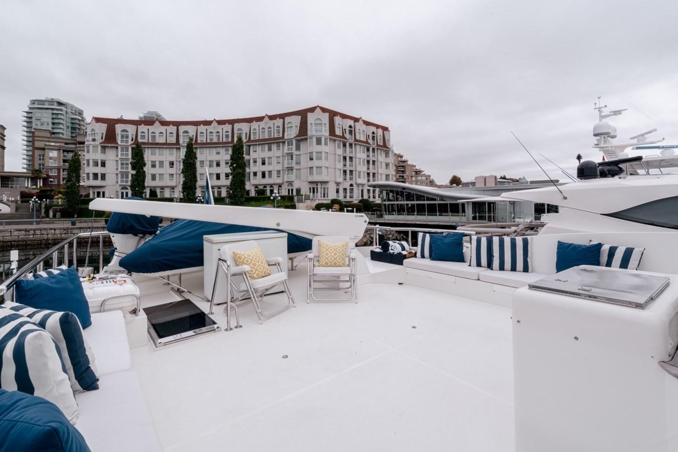 a rooftop with a group of buildings and a pool in the snow aboard HAPPINESS II Yacht for Sale