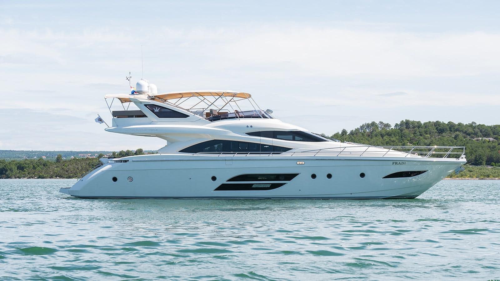 a white yacht in the water aboard FRADI Yacht for Sale
