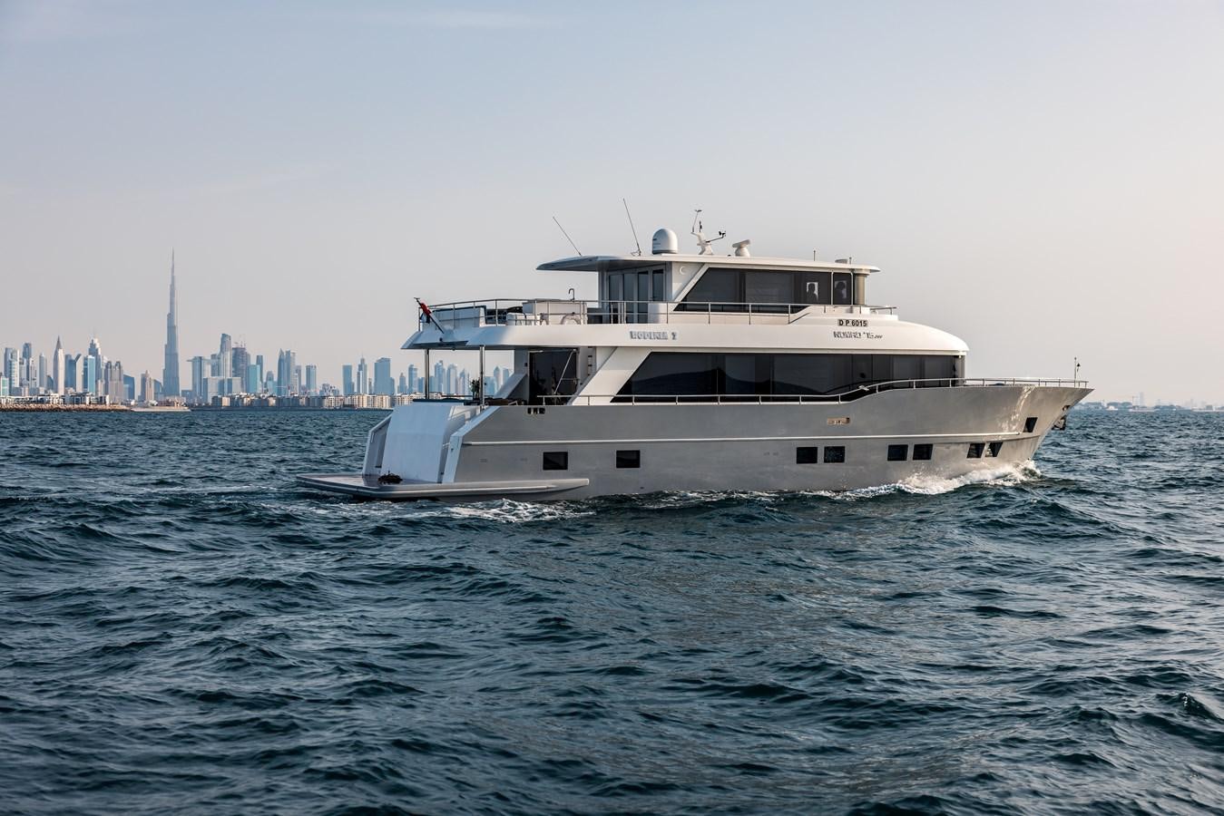 a large white boat in the water aboard RODINIA 2 Yacht for Sale