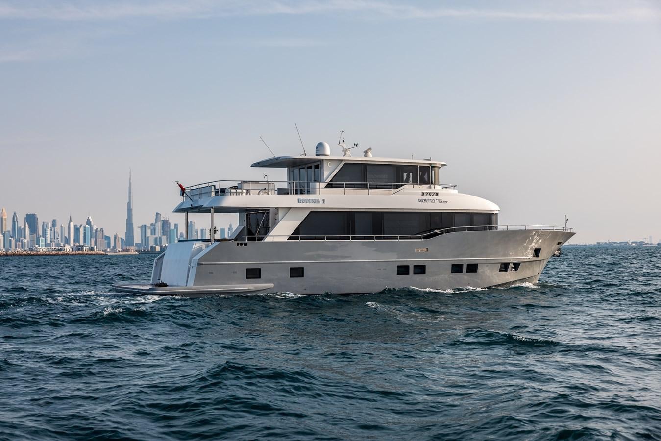 a large white boat in the water aboard RODINIA 2 Yacht for Sale