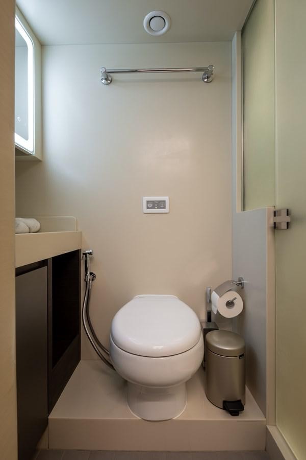 a toilet in a bathroom aboard RODINIA 2 Yacht for Sale