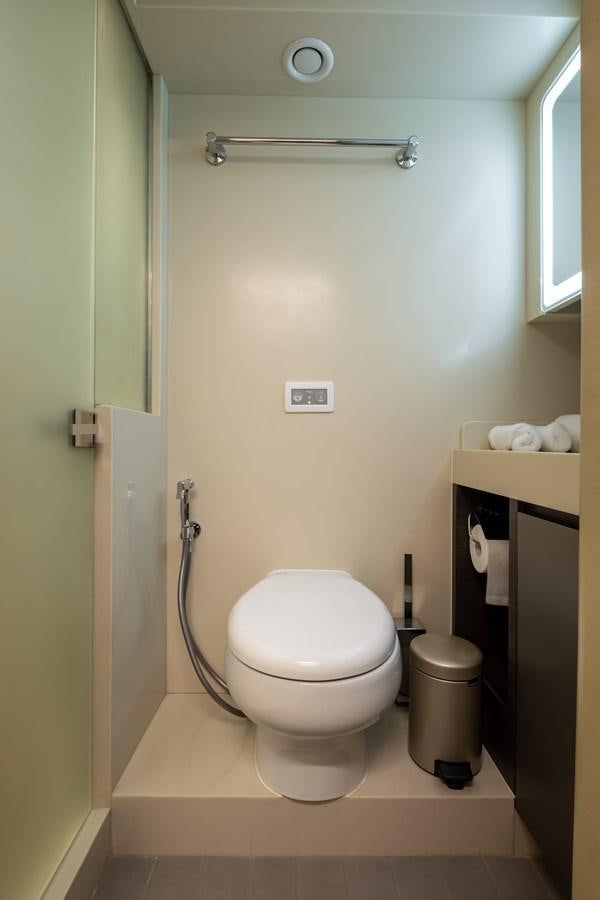 a toilet in a bathroom aboard RODINIA 2 Yacht for Sale