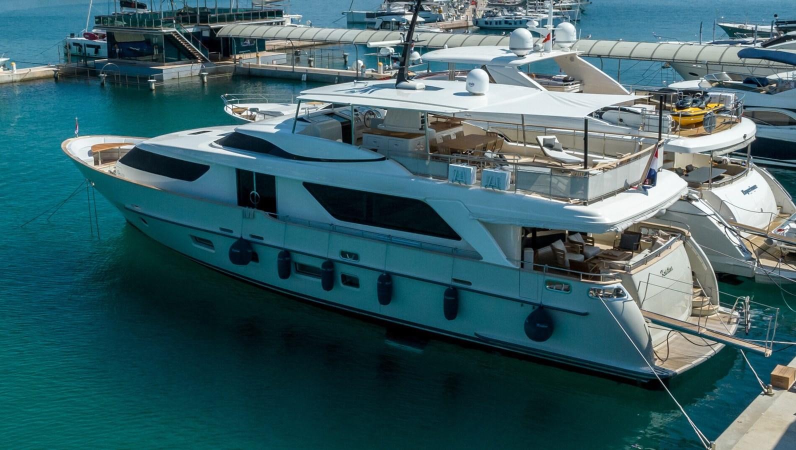 a boat docked at a pier aboard SANLORENZO SD 92 Yacht for Sale