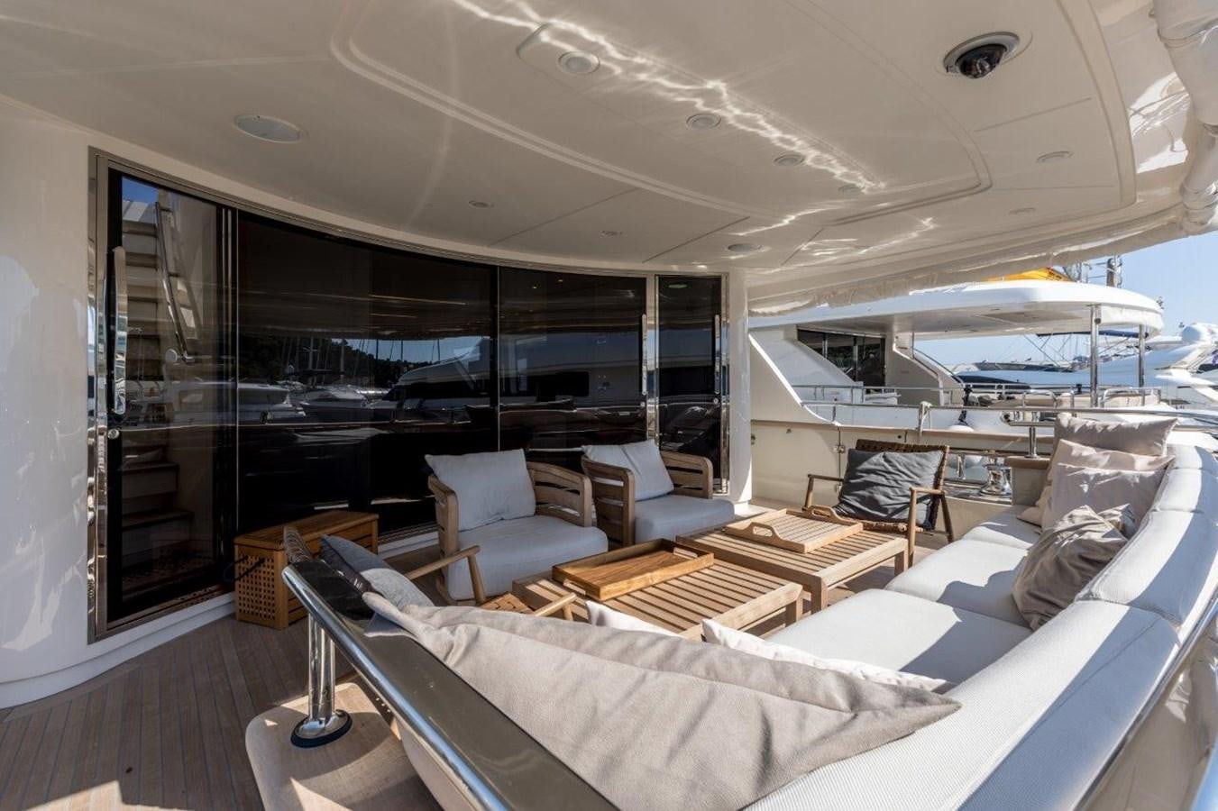 a room with a large bed and a large window aboard SANLORENZO SD 92 Yacht for Sale