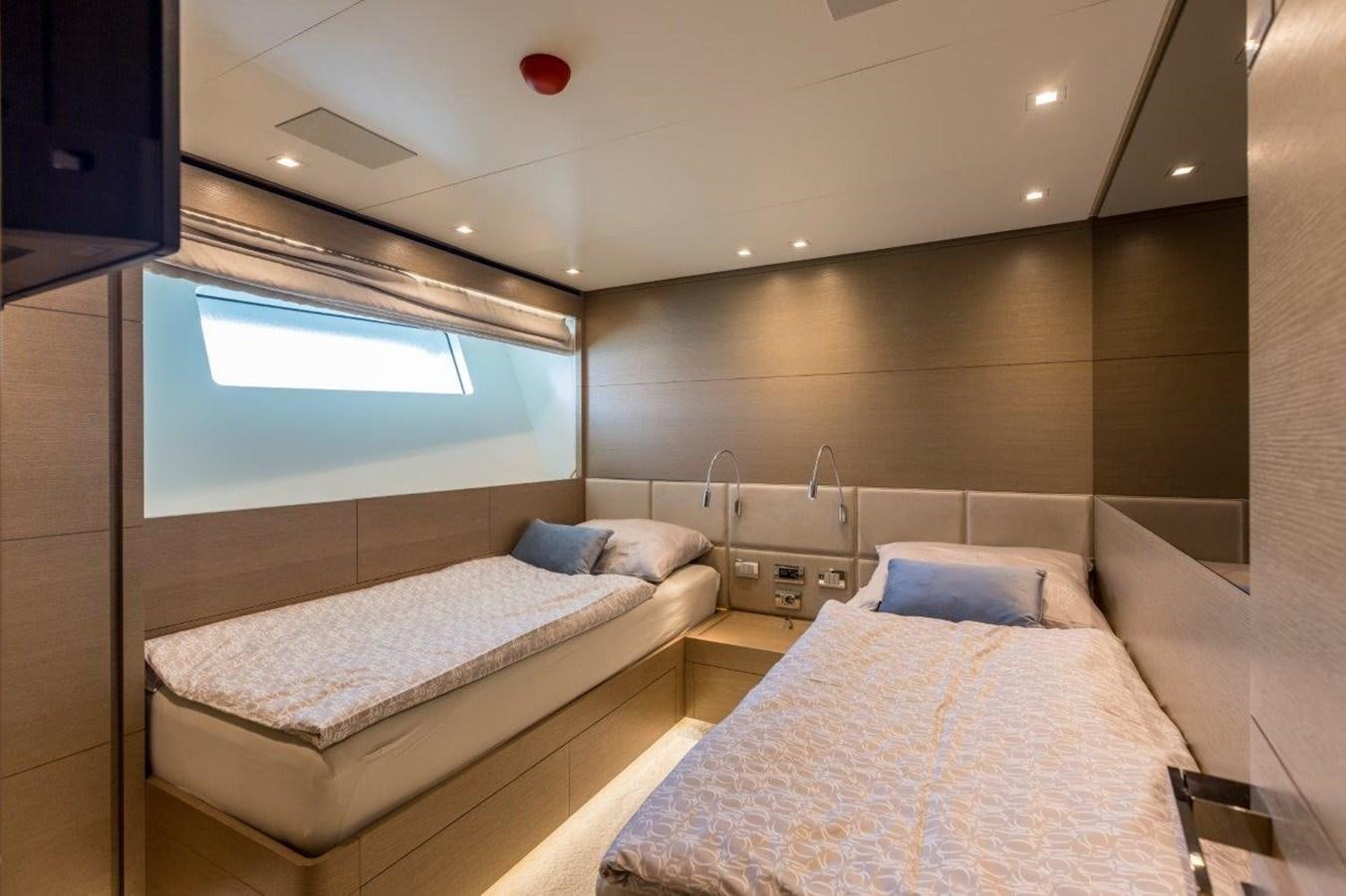 a room with two beds aboard SANLORENZO SD 92 Yacht for Sale