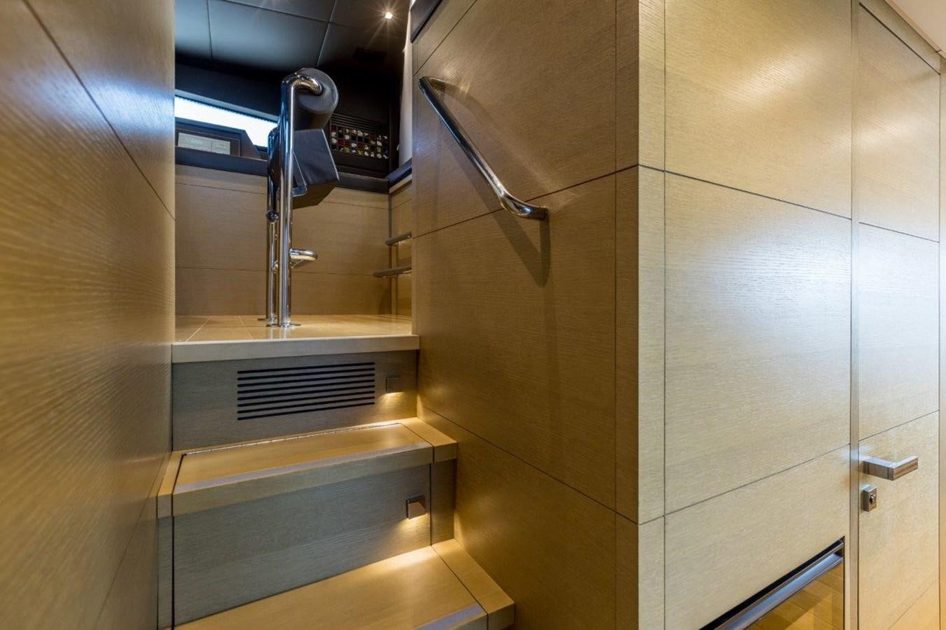 a bathroom with a stainless steel faucet aboard SANLORENZO SD 92 Yacht for Sale