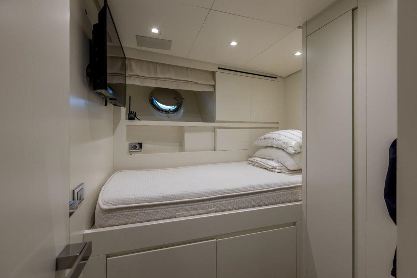 a white bathroom with a blue bowl on the counter aboard SANLORENZO SD 92 Yacht for Sale
