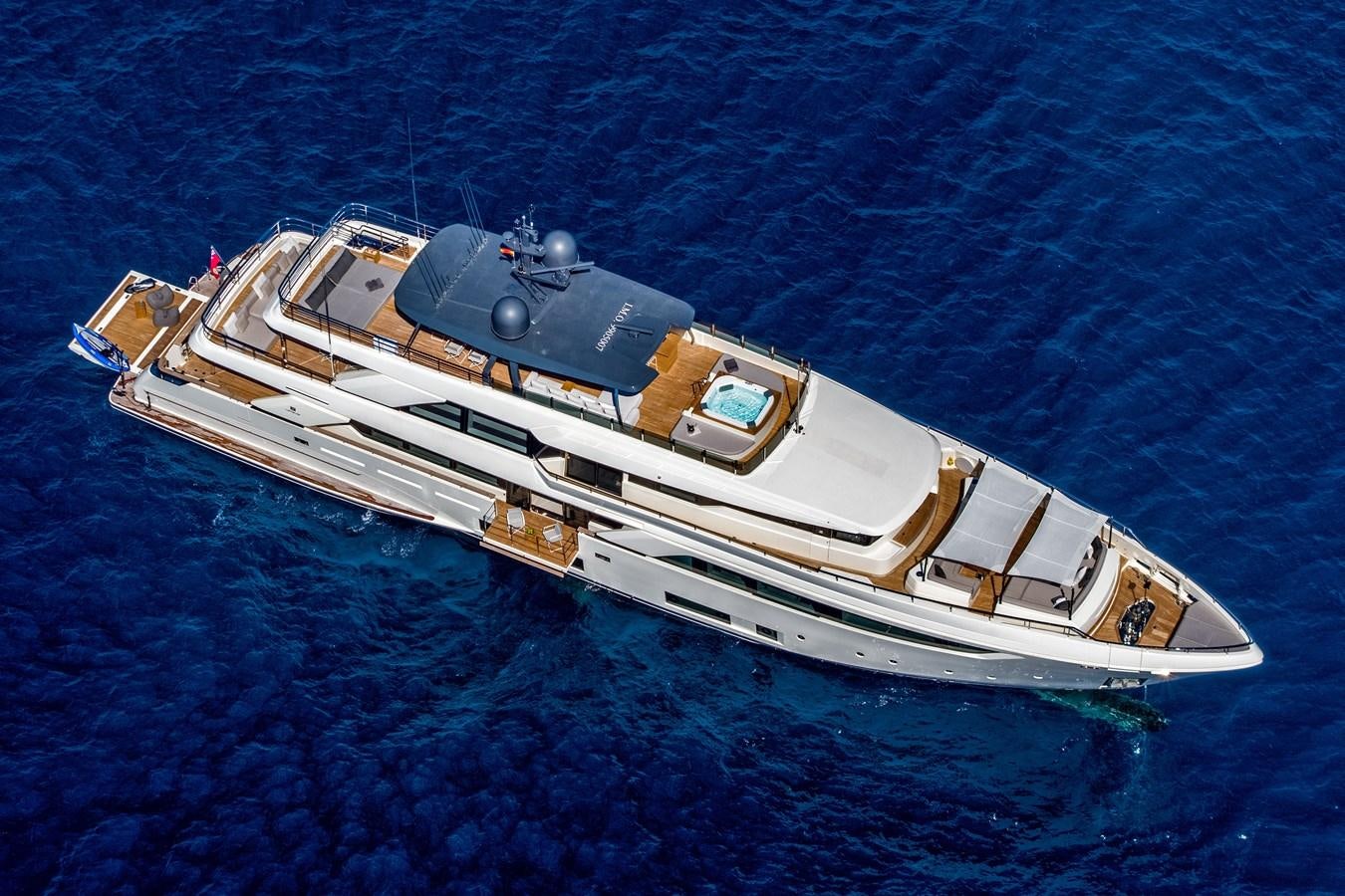 a high angle view of a boat aboard PALOMA Yacht for Sale