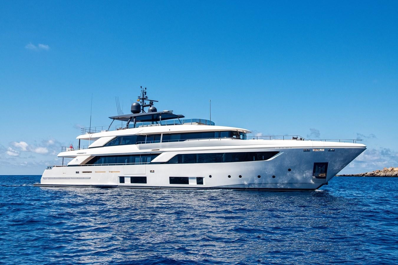 a white yacht in the water aboard PALOMA Yacht for Sale