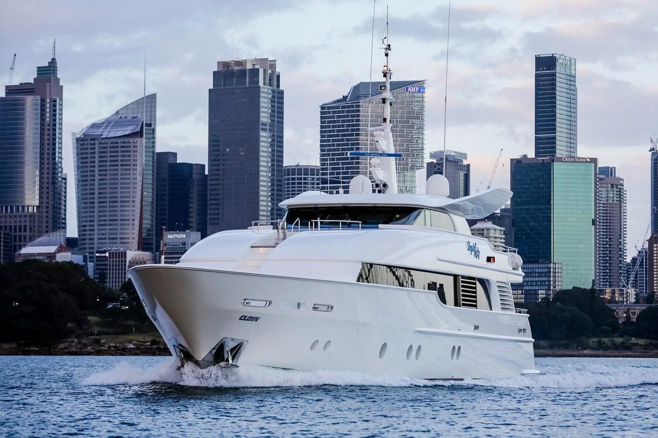 a white boat in the water aboard CRYSTAL LADY Yacht for Sale